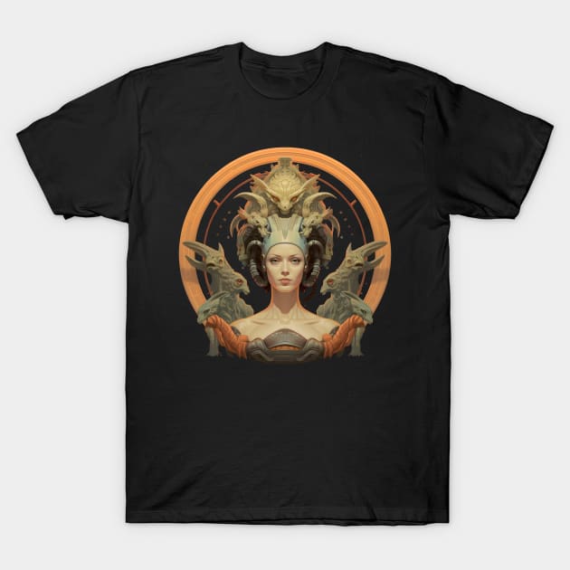 Hyper-Realistic Sci-Fi Baroque Alien Queen T-Shirt by AlienQueenApparel
